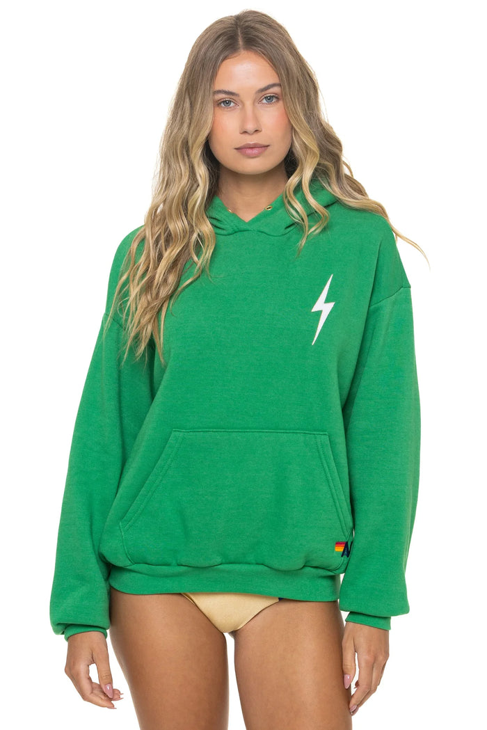 Aviator Nation BOLT STITCH RELAXED PULLOVER HOODIE - KELLY GREEN // WHITE