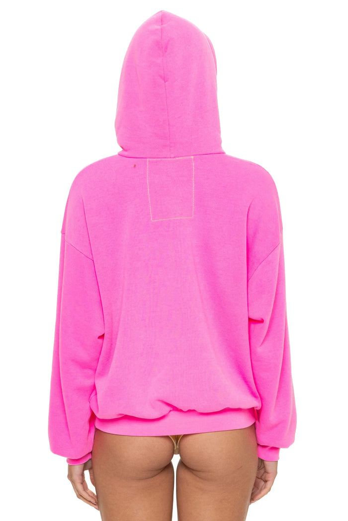 Aviator Nation BOLT STITCH RELAXED PULLOVER HOODIE - NEON PINK // NEON PURPLE