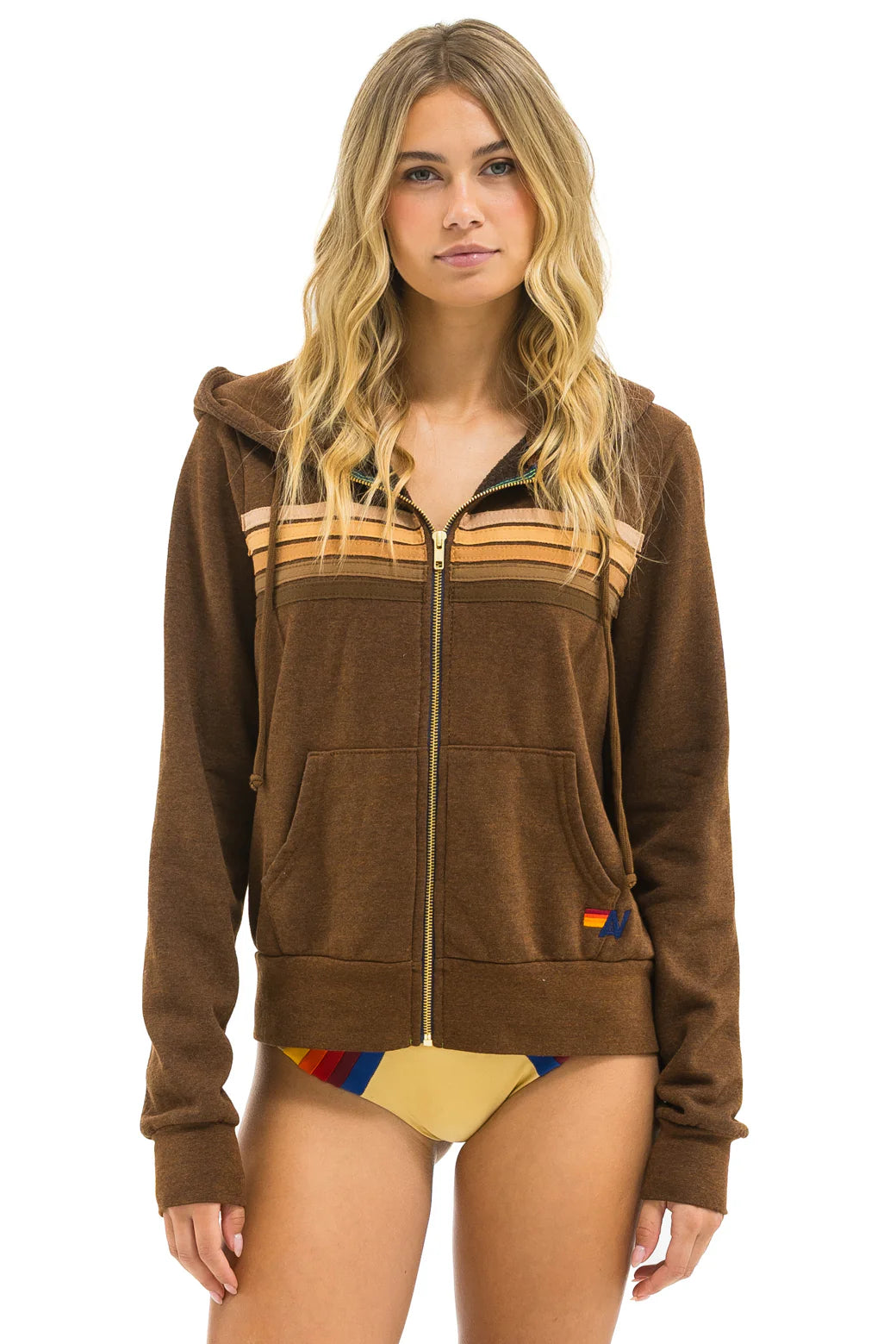 Aviator Nation 5 STRIPE HOODIE - CHOCOLATE // ESPRESSO