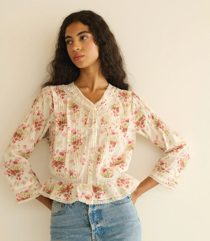 Dôen HILLOCK TOP IN IVORY LANTANA FLORAL