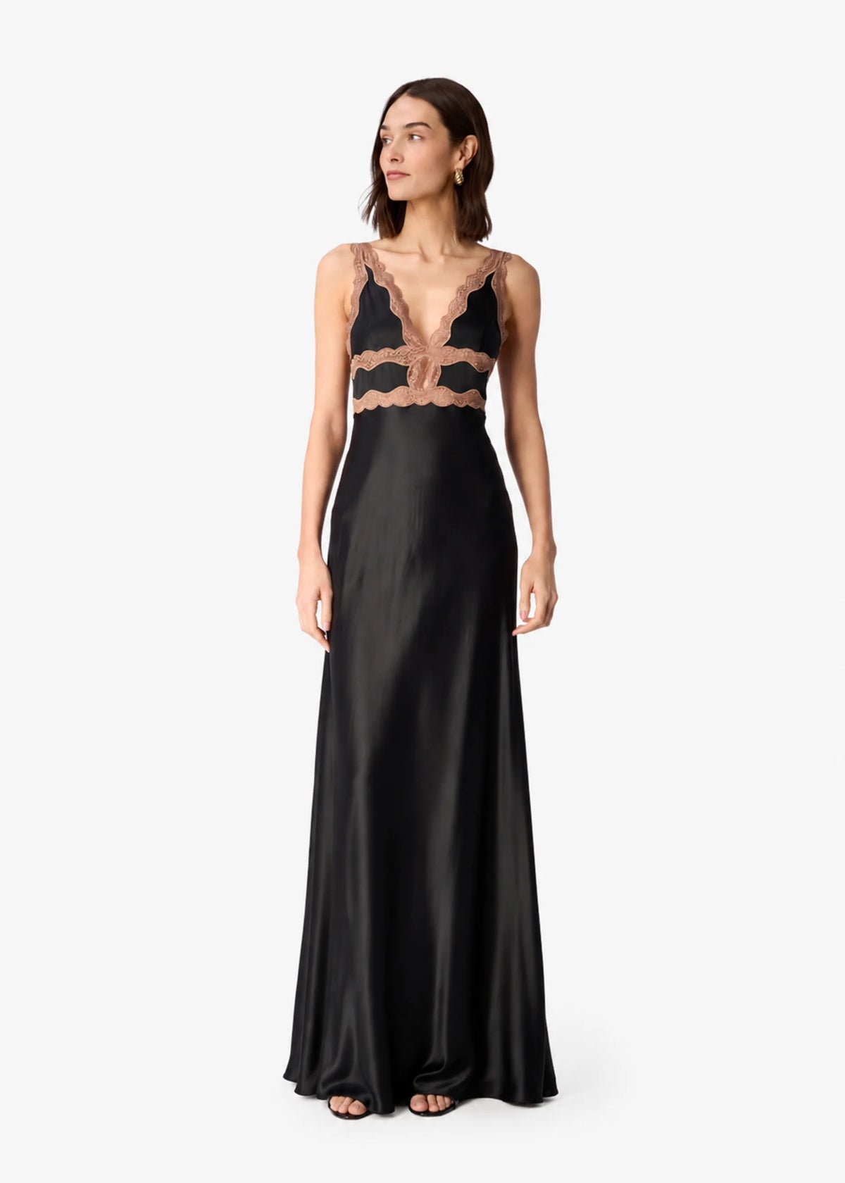 CAMI NYC  WENDICE GOWN BLACK MIDWEIGHT REFINED SATIN