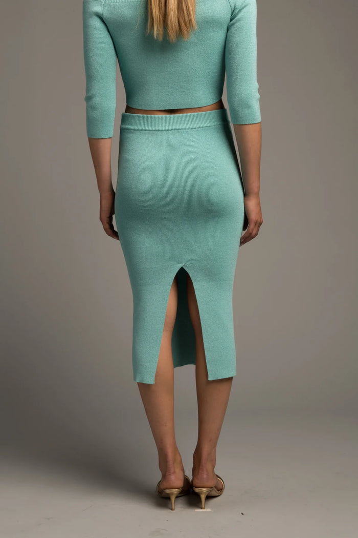 Le Superbe Knit Pick Skirt - Aqua Shine