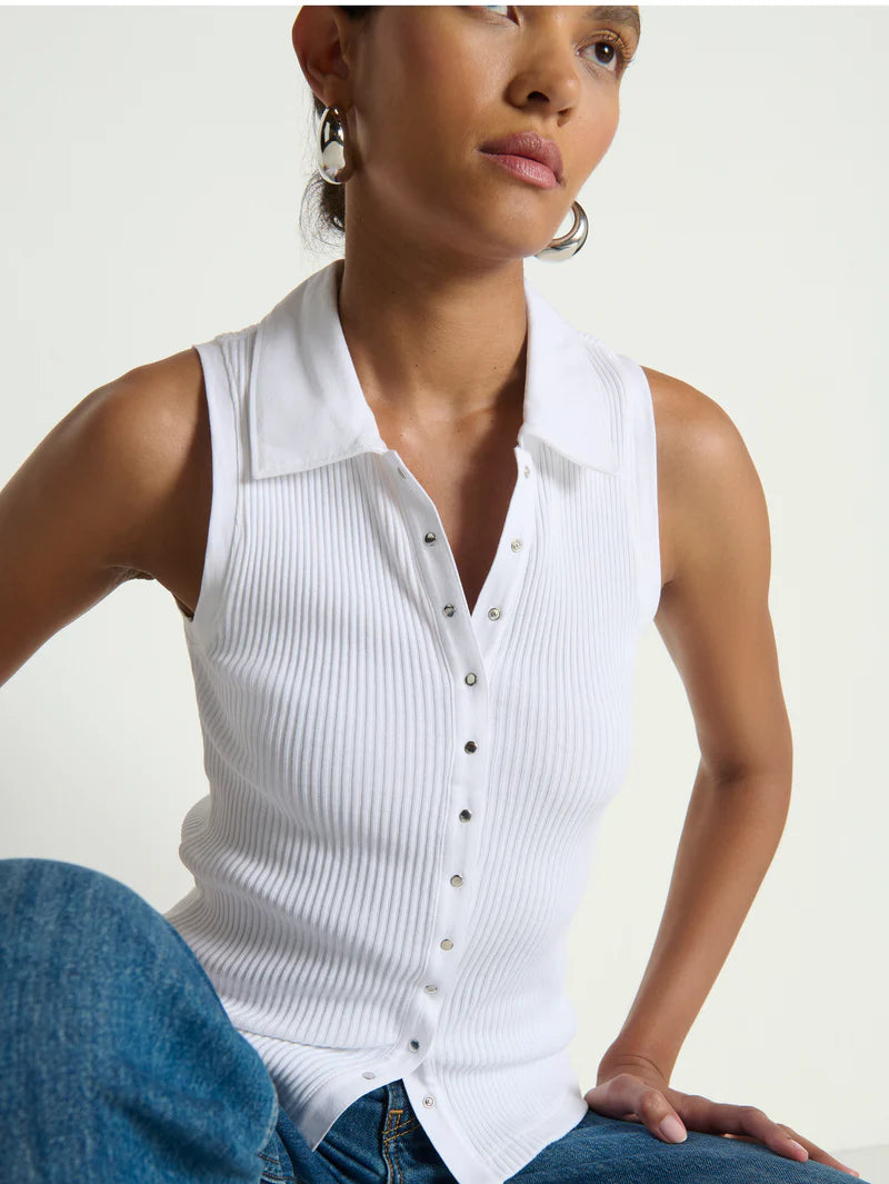 Nation LA Jaylin Polo Top in White
