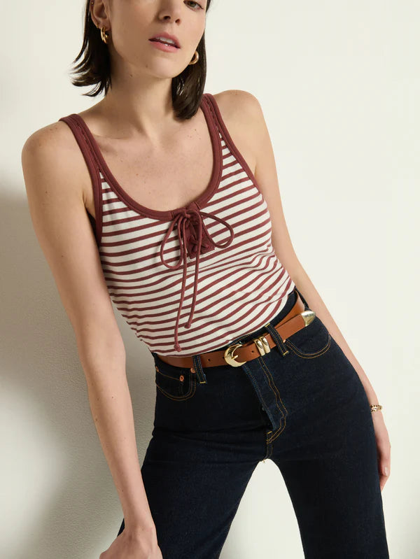 Nation Ltd Jil Lace Up Tank Sable Stripe