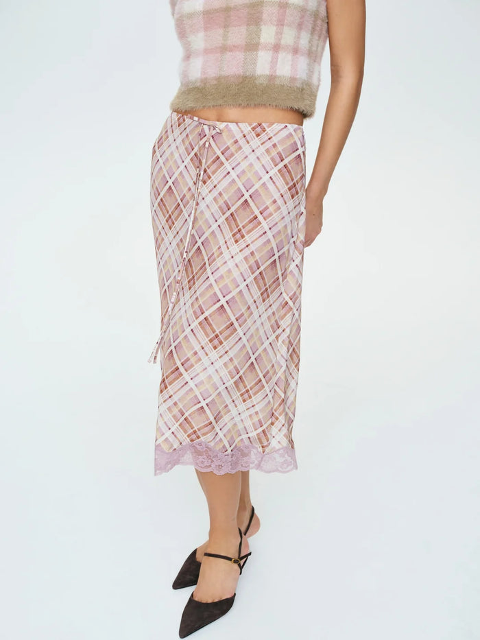 For love & Lemons Poet Plaid Midi Skirt
