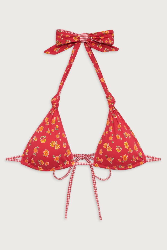 Frankies Bikinis Kealy Reversible Triangle Bikini Top  Summer Flower