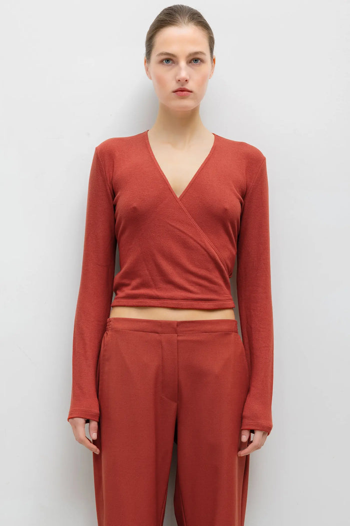Leset Lauren Wrap Top Rust