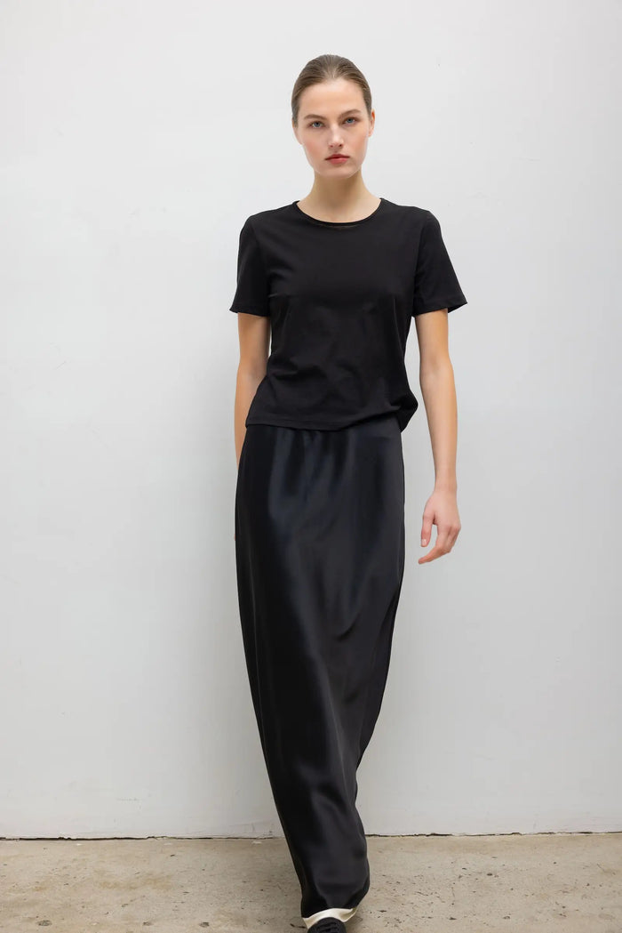 Leset Barb Bias Ankle Skirt Black