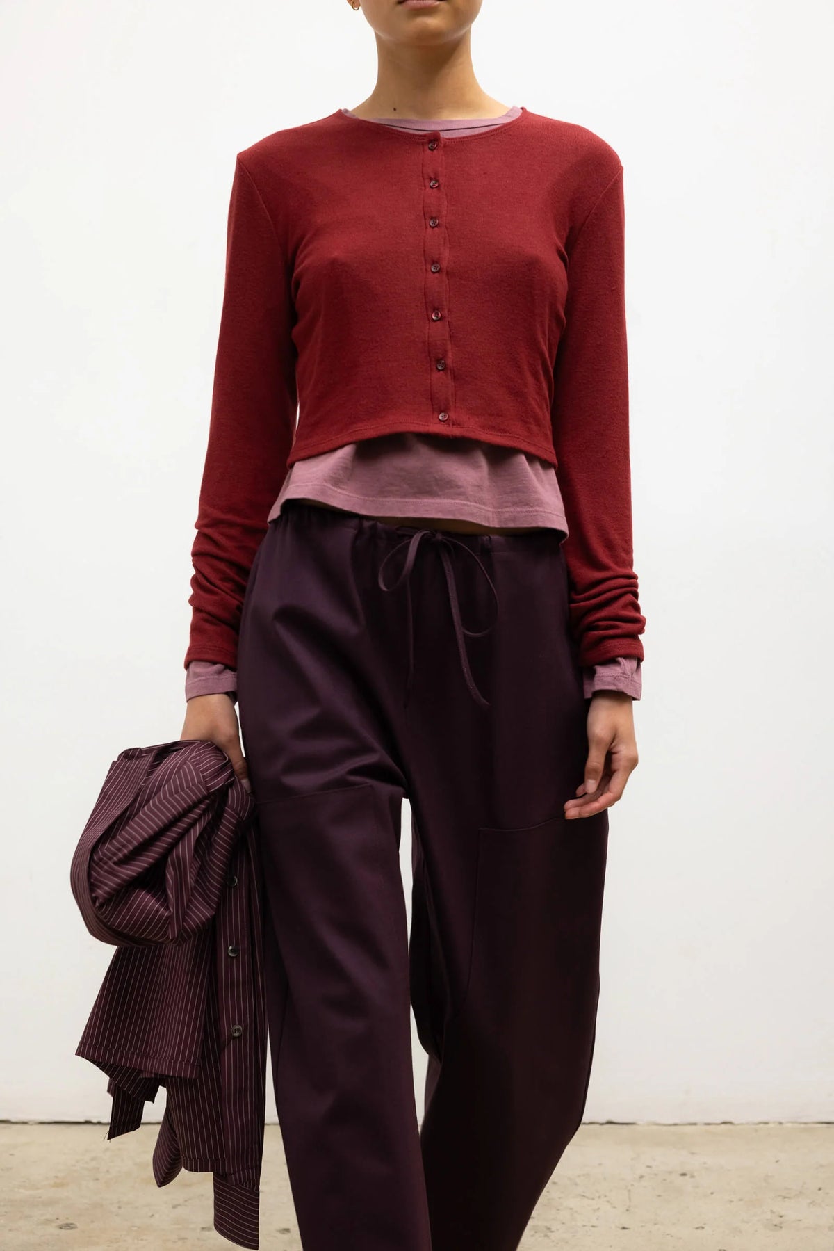 LESET Lauren Crop Cardigan II - Pinot