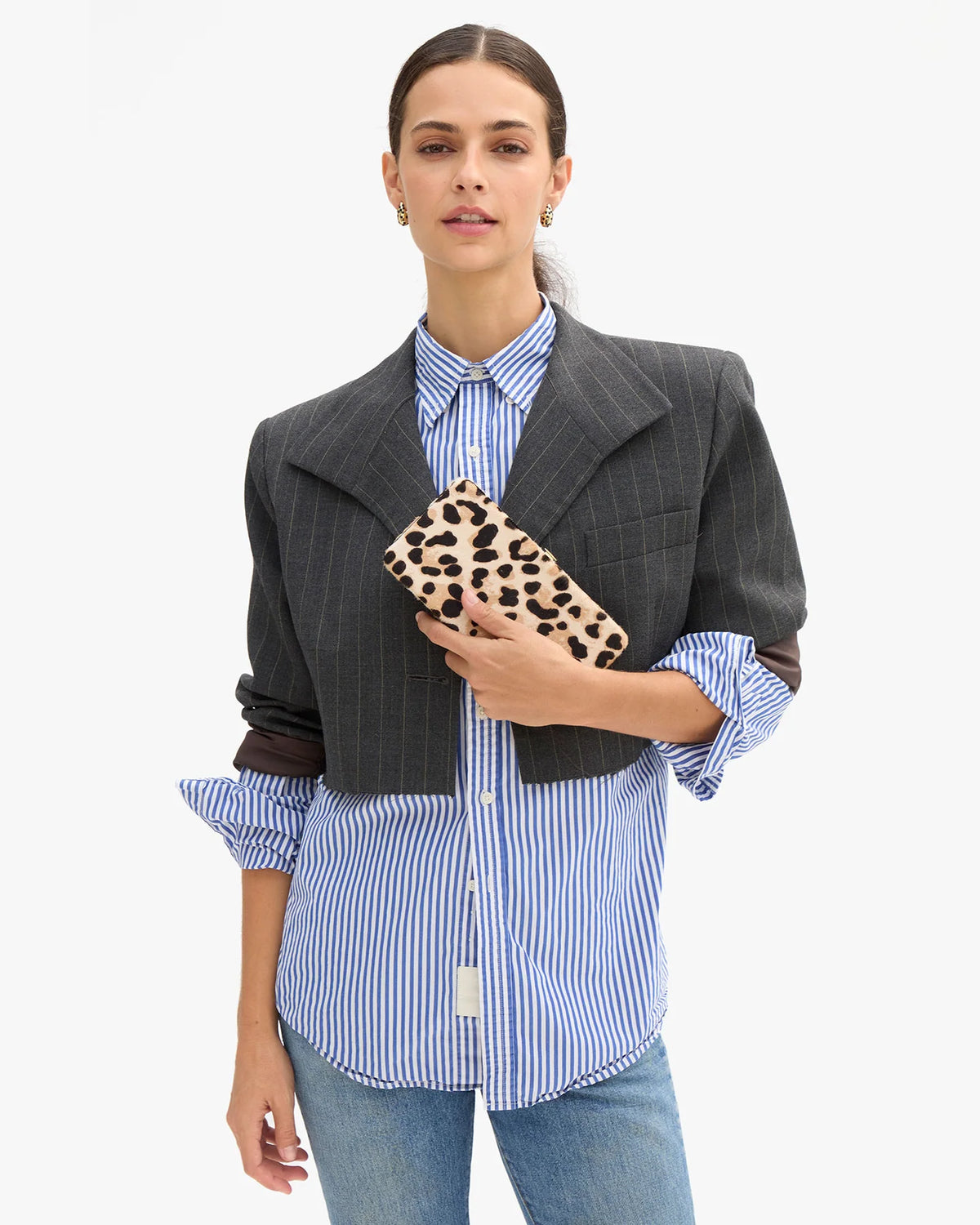 Clare V. LE TABAC Snow Leopard Hair-On