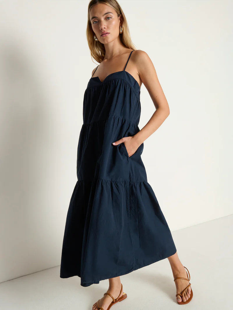 Nation LA Meadow Midi Dress Navy Night Sky