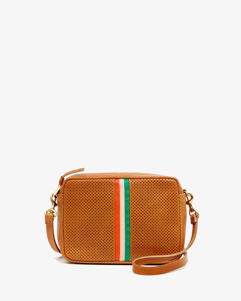 Clare V. Midi Sac Cuoio Perf w/ Inlay Stripes