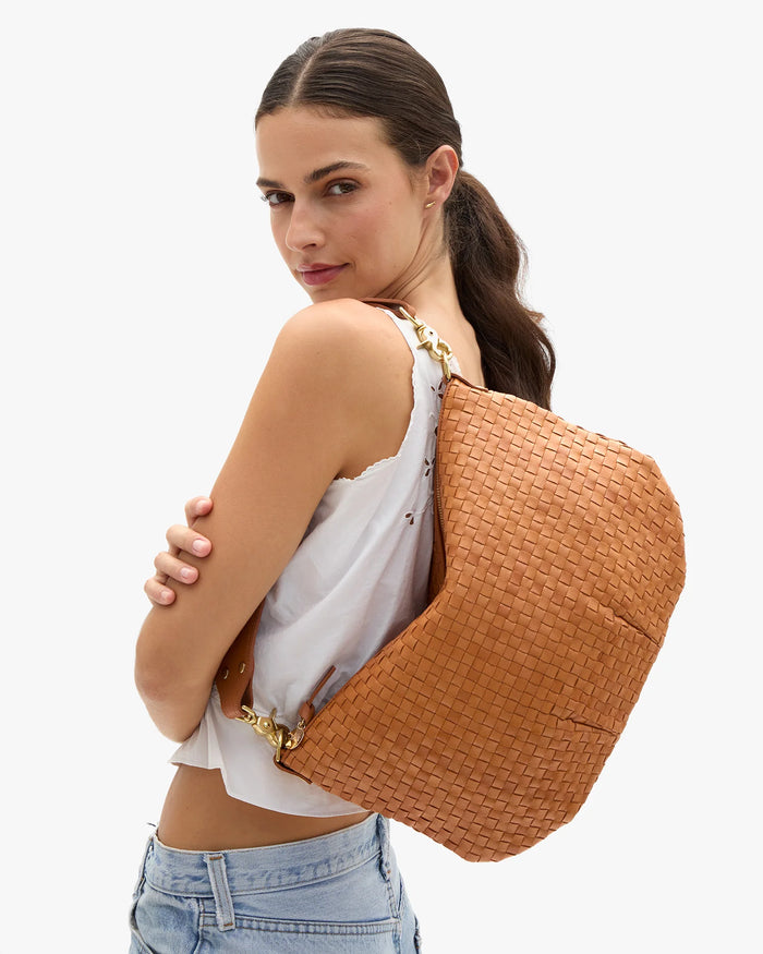 Clare V. Moyen Messenger Natural Woven Checker