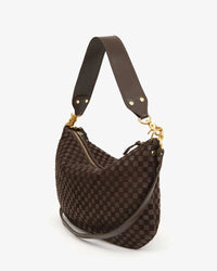 Clare V. Moyen Messenger Mahogany Nappa & Suede Woven Checker