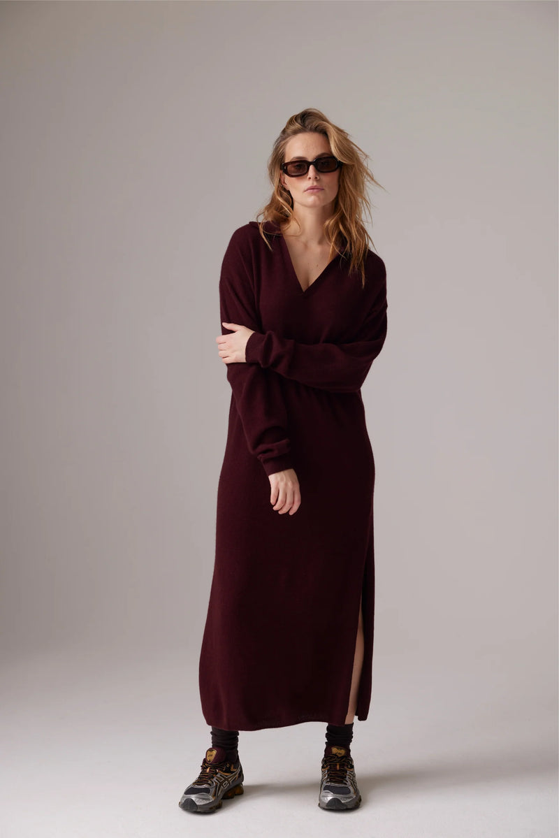 Colorush CRUSH Dylan cashmere polo dress- Merlot