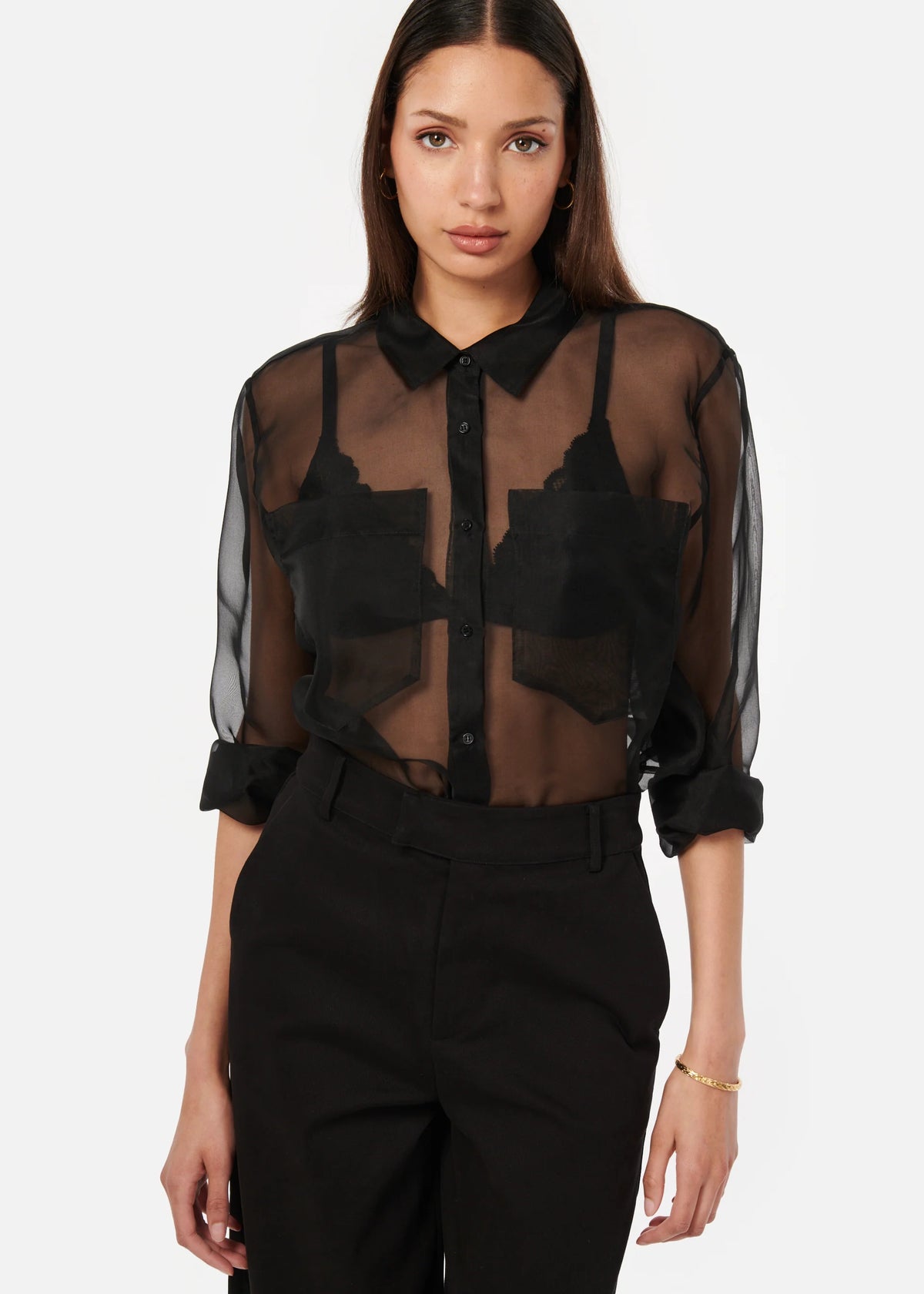 Cami NYC SAMSON SHEER TOP BLACK