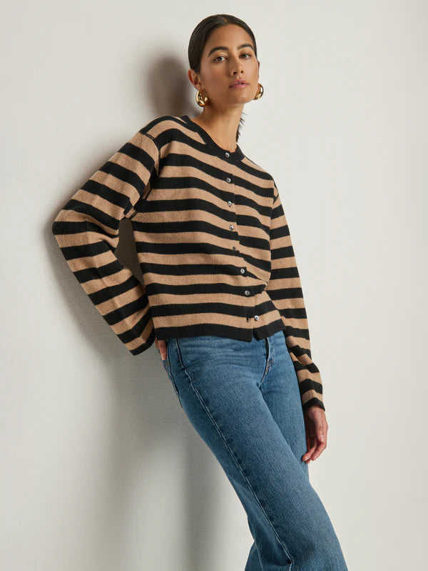 Nation Rosetta Cardigan - Rugby Cocoa stripe