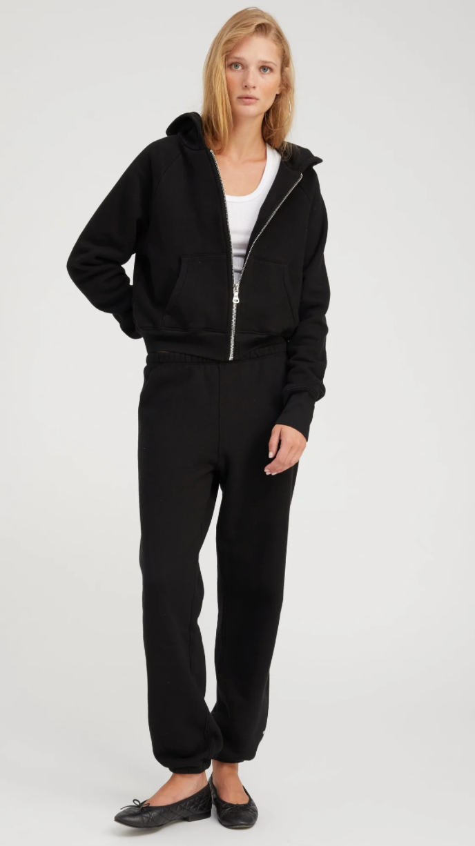 SPRWMN BLACK COTTON MINI LOGO SWEATPANTS