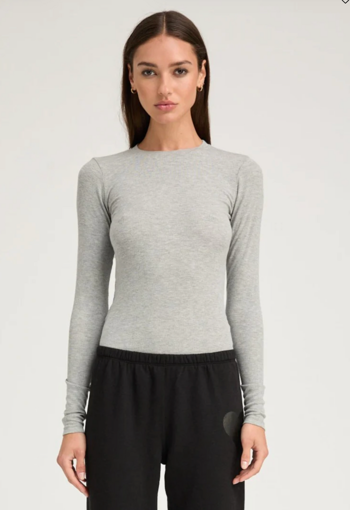 SPRWMN HEATHER GREY RIB LONG SLEEVE BABY TEE