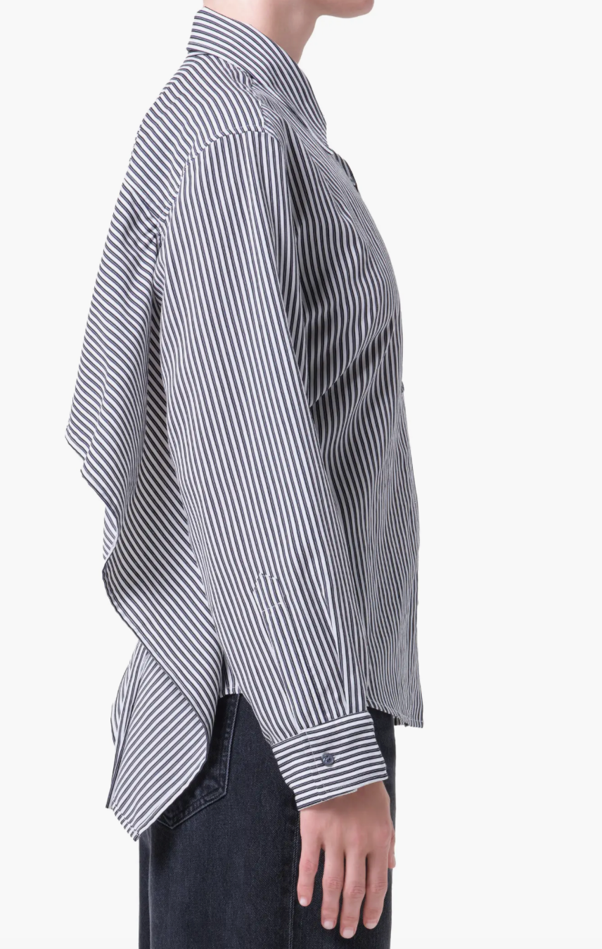 AGOLDE Theo Stripe Crop Back Shirt Solene Stripe