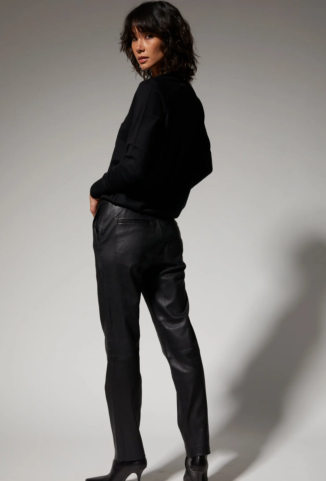 SPRWMN Sophia Leather Cigarette Trousers Black