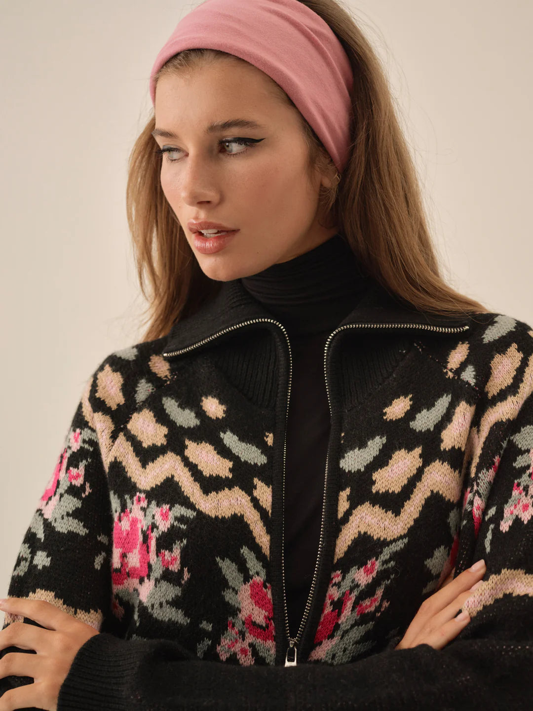For Love & Lemons Ski Lodge Zip-Up Sweater