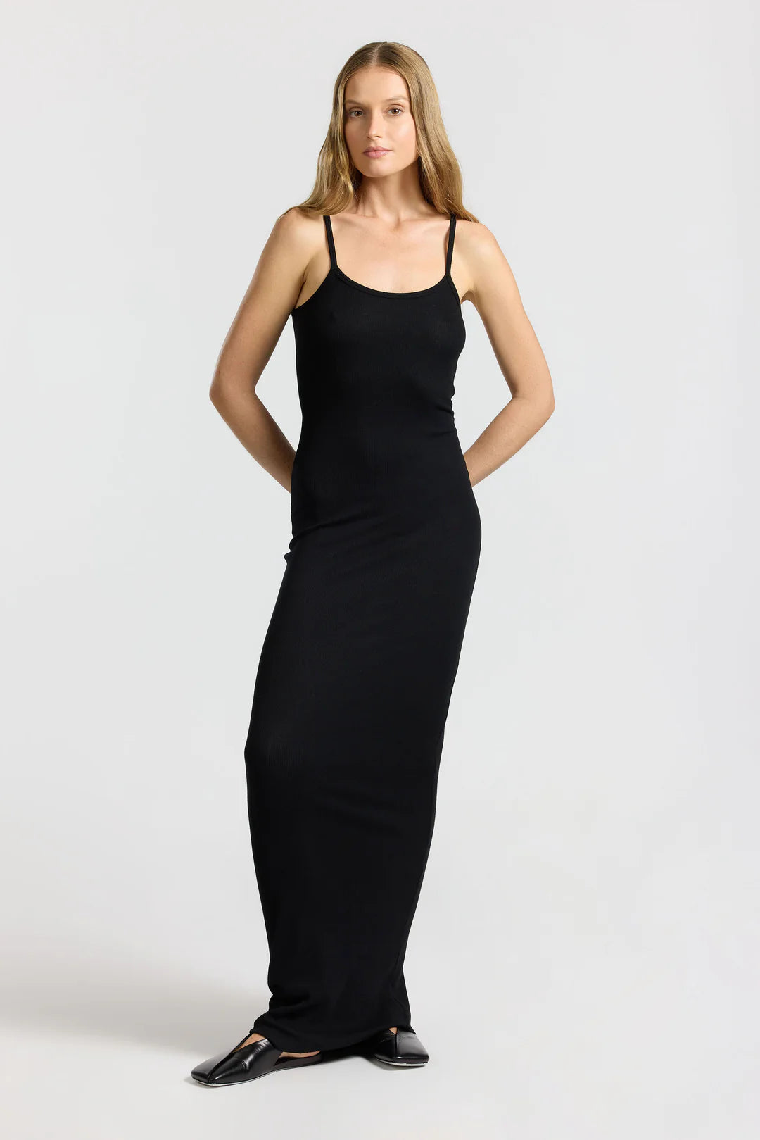 Cotton Citizen VERONA SPAGHETTI MAXI DRESS Jet Black