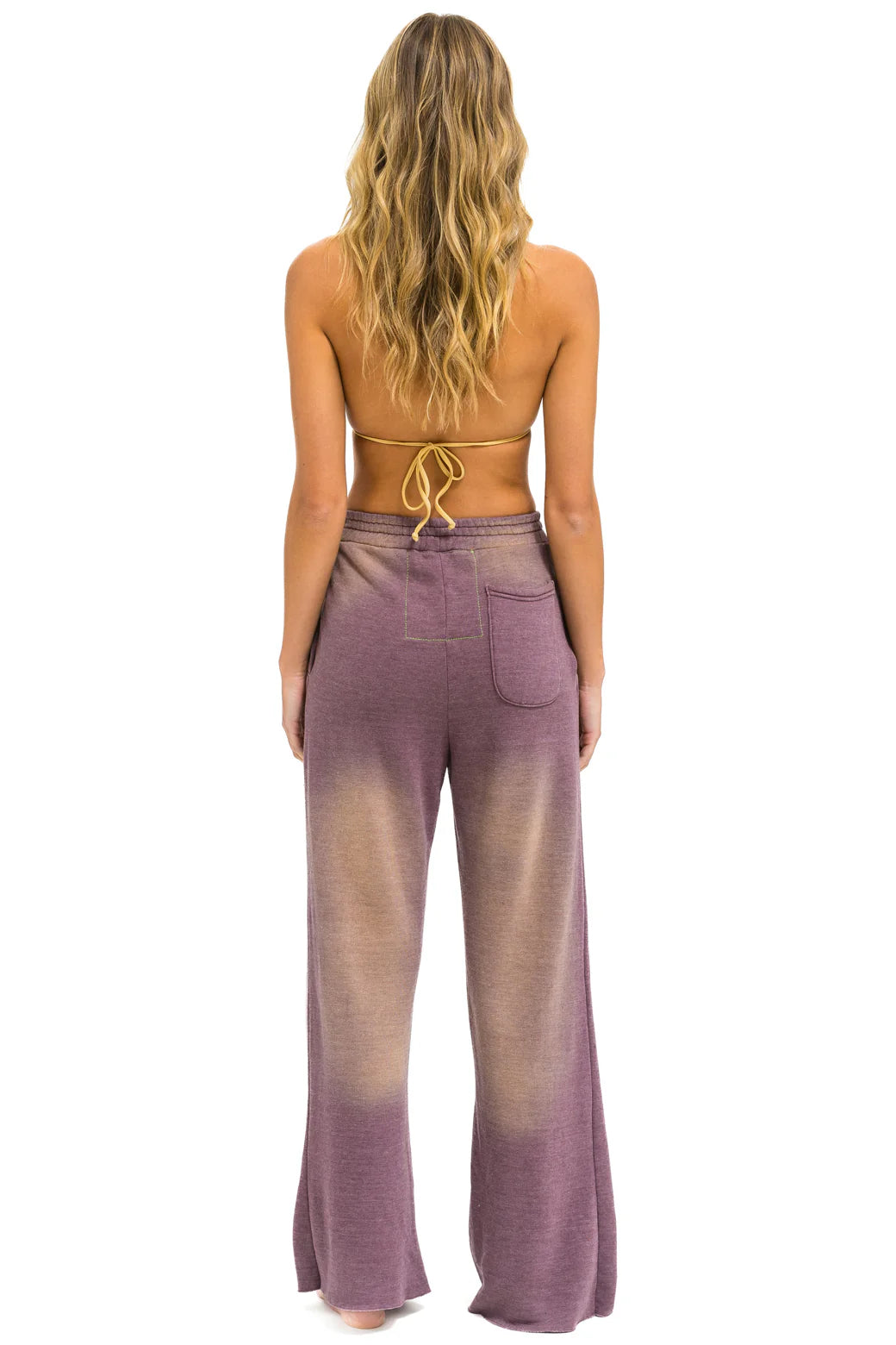 AVIATOR NATION ESSENTIAL WIDE LEG POCKET SWEATPANTS - FADED MOCHA