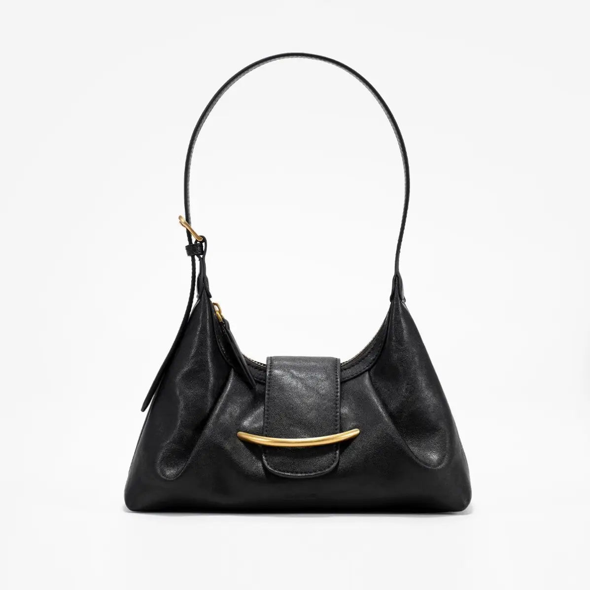 Sook Genuine Leather Underarm Shoulder Bag with Metallic Closure
