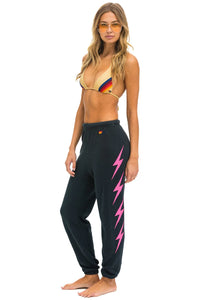 AVIATOR NATION BOLT 4 SWEATPANTS - CHARCOAL // NEON PINK