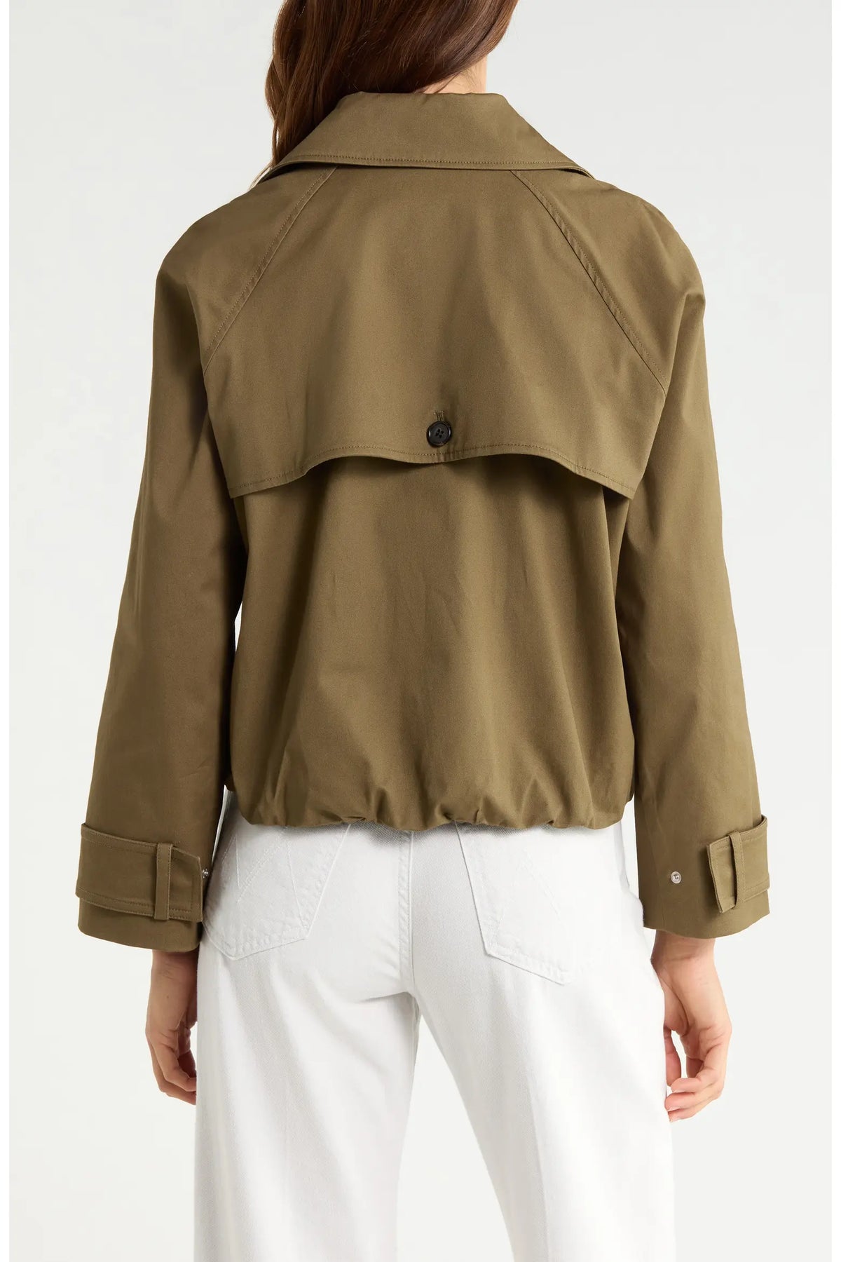 Rails Jett Olive Check Crop Trench Coat