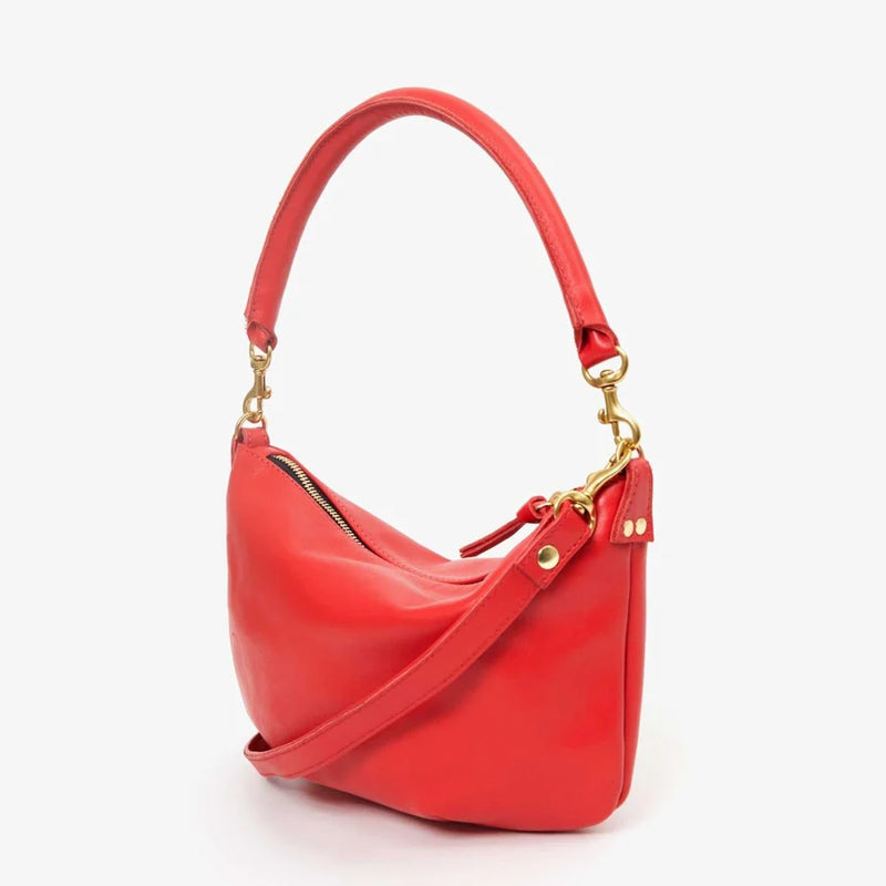 Clare V. Petit Moyen Messenger, Nappa Luxe Rouge