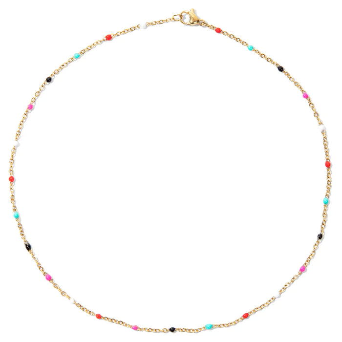 Ellie Vail Jewelry - Ellie Vail - Gwen Colorful Dainty Enamel Beaded necklace  - Gold