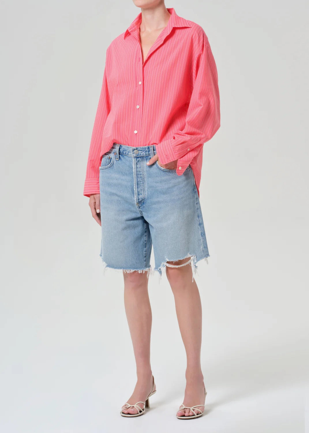 AGOLDE Sona Shirt In Fontana Stripe/Candy