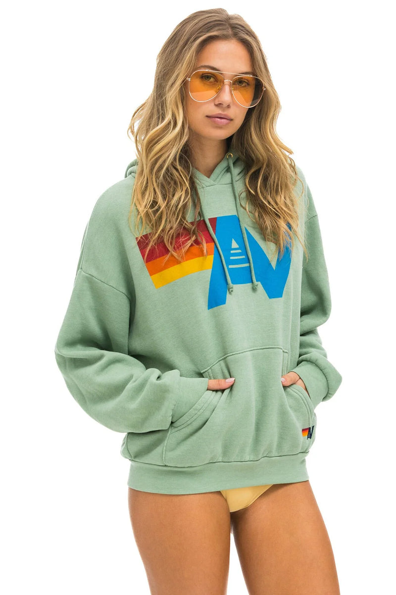 AVIATOR NATION LOGO PULLOVER RELAXED HOODIE - SAGE