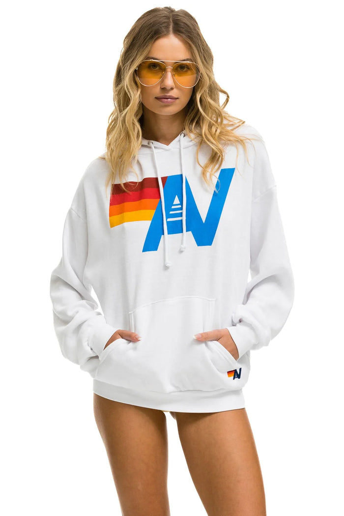 Aviator Nation LOGO PULLOVER RELAXED HOODIE - WHITE