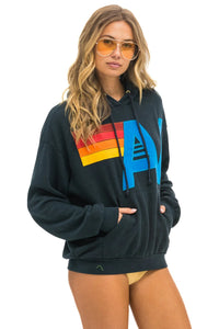 Aviator Nation LOGO STITCH PULLOVER RELAXED HOODIE - CHARCOAL