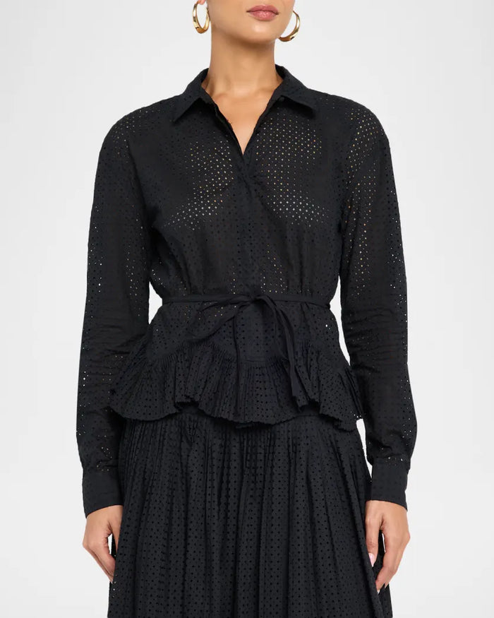 Ulla Johnson Kelila Long-Sleeve Button-Front Cotton Top