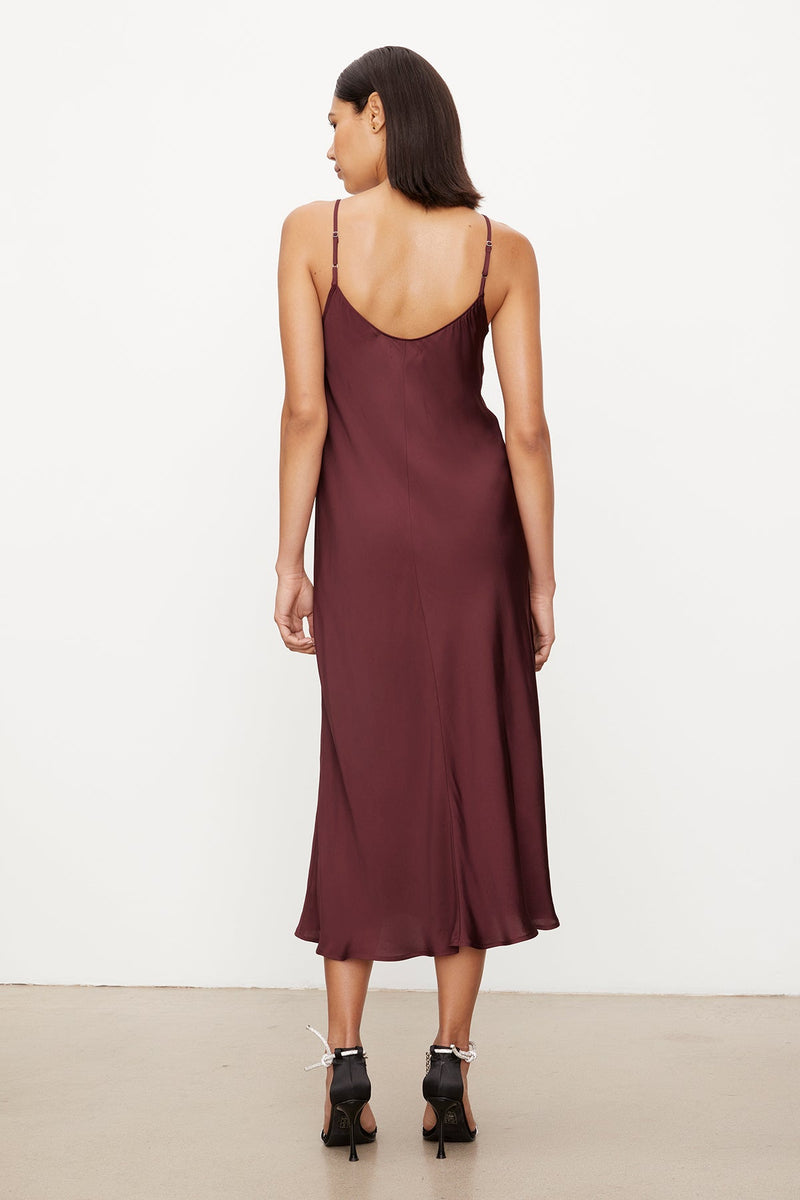 Velvet Poppy Satin Slip Dress Malbec