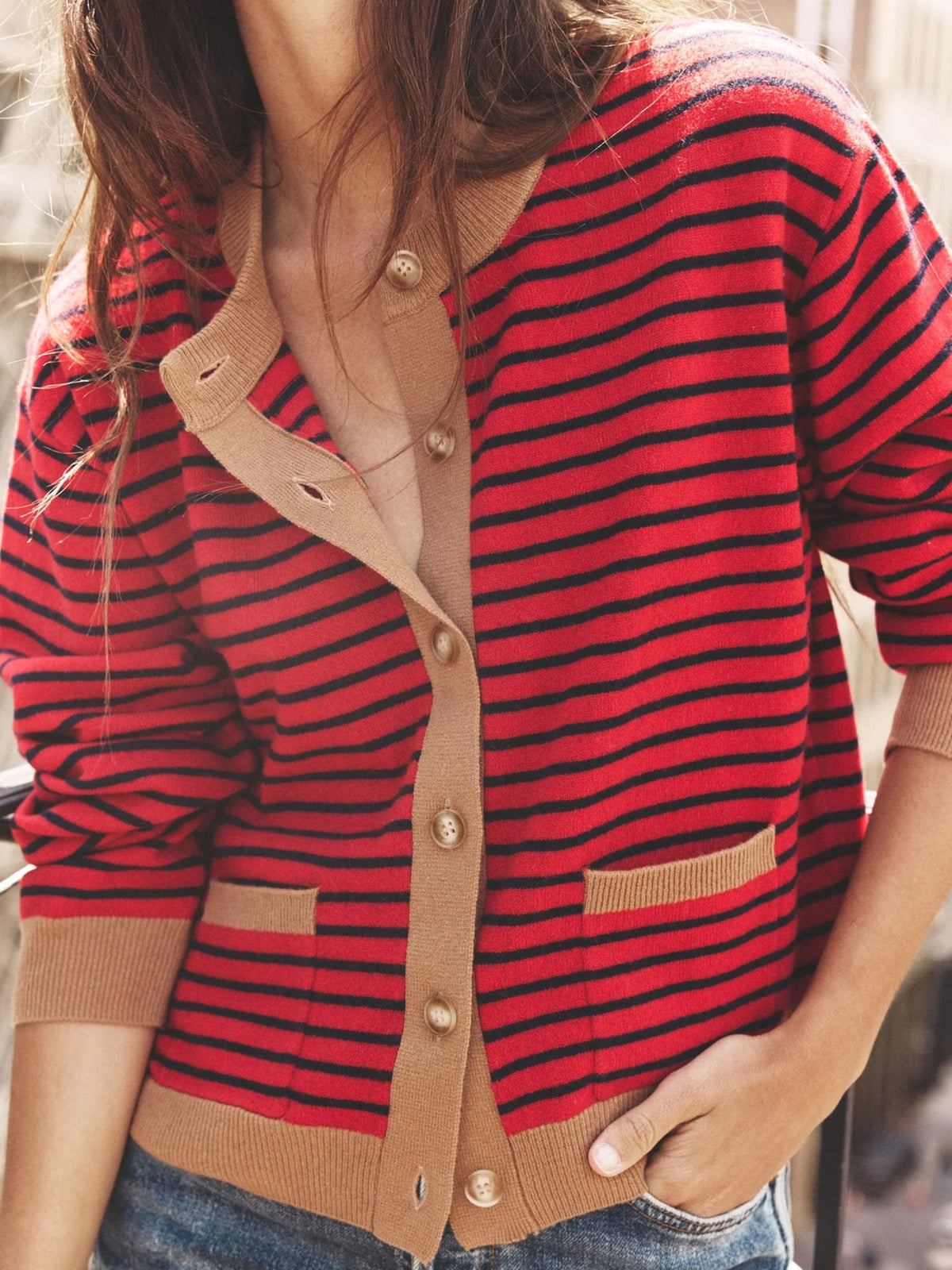 Xirena Red Stripe Lillian Cardigan
